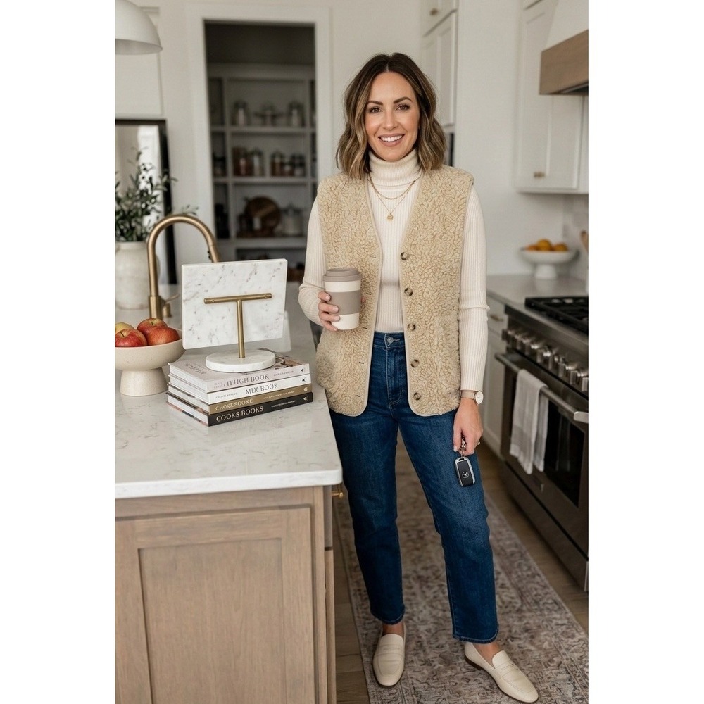🔥AND NOW THIS 🤑Cream Sherpa Vest 3X Plus Soft Teddy Fleece Boho Hot Mom$65‎